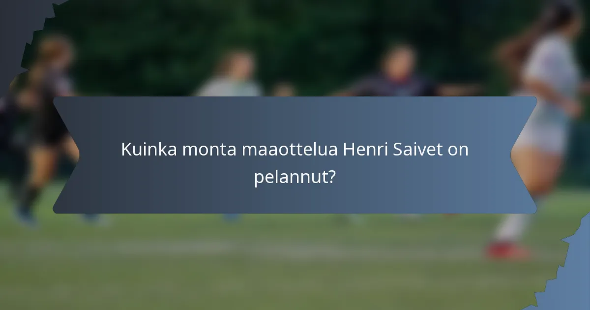 Kuinka monta maaottelua Henri Saivet on pelannut?